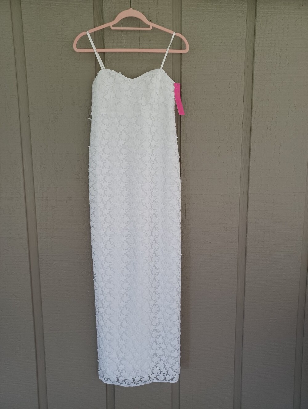 Lilly Pulitzer Gillian Lace Maxi Slip Dress Size 00 White Butterfly Garden 3D